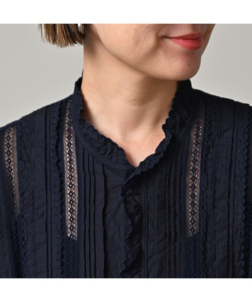 45R（フォーティファイブアール）の「スーピマバチストカットワークのブラウス（インディゴ）（その他・レディース・73-インディゴ・02-M/03-L）」の7枚目の写真