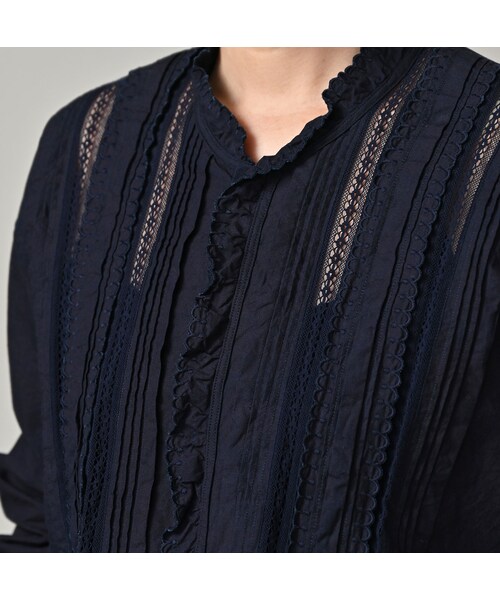 45R（フォーティファイブアール）の「スーピマバチストカットワークのブラウス（インディゴ）（その他・レディース・73-インディゴ・02-M/03-L）」の8枚目の写真