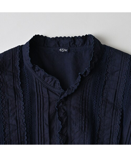 45R（フォーティファイブアール）の「スーピマバチストカットワークのブラウス（インディゴ）（その他・レディース・73-インディゴ・02-M/03-L）」の12枚目の写真