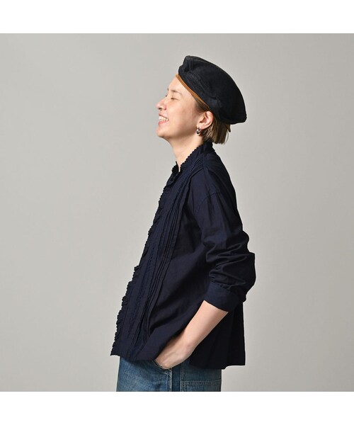 45R（フォーティファイブアール）の「スーピマバチストカットワークのブラウス（インディゴ）（その他・レディース・73-インディゴ・02-M/03-L）」の5枚目の写真