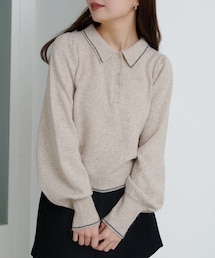 Kastane（カスタネ）の「【WEB先行】ラインポロニット（ニット/セーター・レディース）」