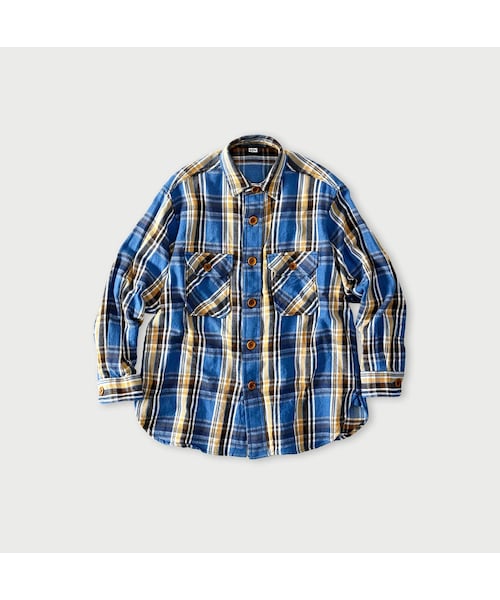 45R（フォーティファイブアール）の「ざっくりインドネルの908オーバーシャツ（その他・レディース・52-アカ×グレー/72-ブルー×ベージュ/81-ブラウン×サックス・01-XS/02-S/03-M/04-L/05-XL）」の2枚目の写真