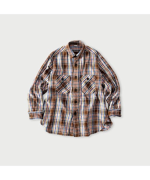 45R（フォーティファイブアール）の「ざっくりインドネルの908オーバーシャツ（その他・レディース・52-アカ×グレー/72-ブルー×ベージュ/81-ブラウン×サックス・01-XS/02-S/03-M/04-L/05-XL）」の3枚目の写真