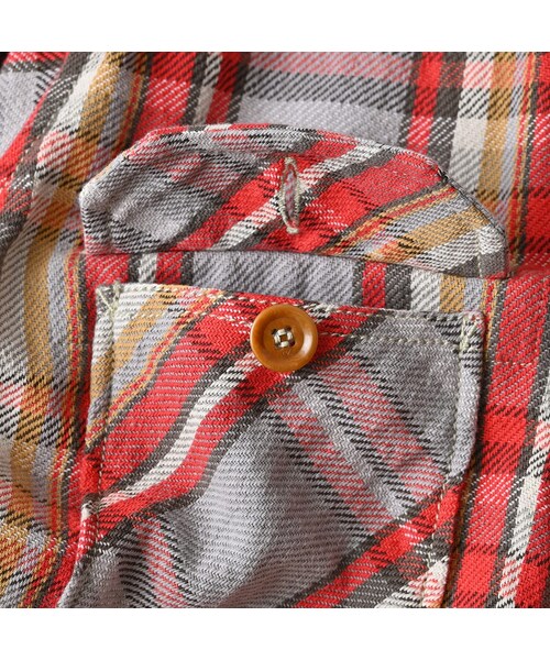 45R（フォーティファイブアール）の「ざっくりインドネルの908オーバーシャツ（その他・レディース・52-アカ×グレー/72-ブルー×ベージュ/81-ブラウン×サックス・01-XS/02-S/03-M/04-L/05-XL）」の21枚目の写真