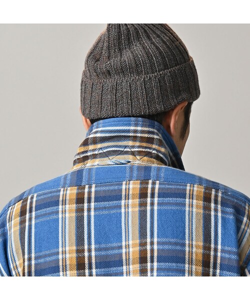 45R（フォーティファイブアール）の「ざっくりインドネルの908オーバーシャツ（その他・レディース・52-アカ×グレー/72-ブルー×ベージュ/81-ブラウン×サックス・01-XS/02-S/03-M/04-L/05-XL）」の16枚目の写真