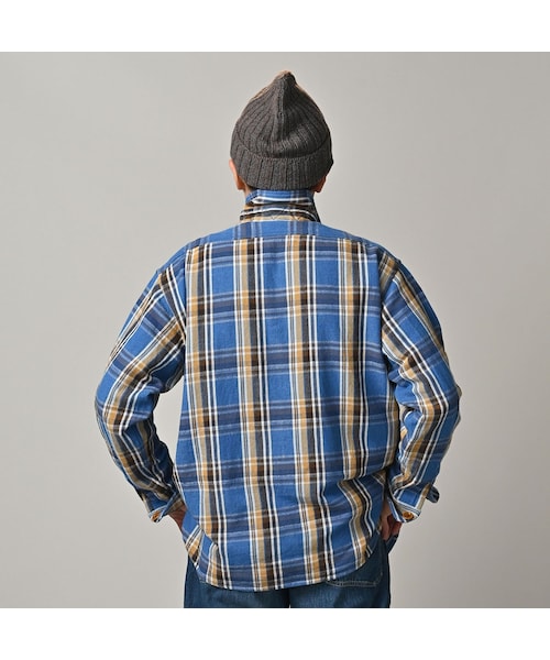 45R（フォーティファイブアール）の「ざっくりインドネルの908オーバーシャツ（その他・レディース・52-アカ×グレー/72-ブルー×ベージュ/81-ブラウン×サックス・01-XS/02-S/03-M/04-L/05-XL）」の13枚目の写真