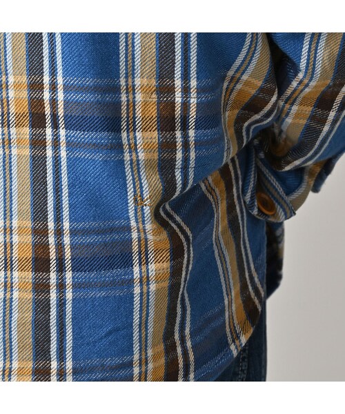 45R（フォーティファイブアール）の「ざっくりインドネルの908オーバーシャツ（その他・レディース・52-アカ×グレー/72-ブルー×ベージュ/81-ブラウン×サックス・01-XS/02-S/03-M/04-L/05-XL）」の17枚目の写真