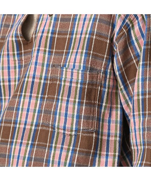 45R（フォーティファイブアール）の「ざっくりインドネルの908ダッファ－シャツ（その他・レディース・52-アカ×グレー/72-ブルー×ベージュ/81-ブラウン×サックス・02-S/04-L）」の15枚目の写真