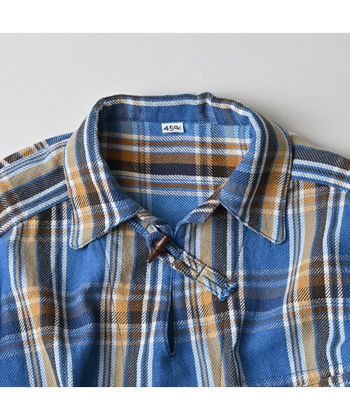 45R（フォーティファイブアール）の「ざっくりインドネルの908ダッファ－シャツ（その他・レディース・52-アカ×グレー/72-ブルー×ベージュ/81-ブラウン×サックス・02-S/04-L）」の19枚目の写真