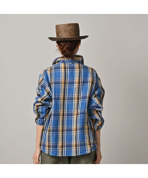 45R（フォーティファイブアール）の「ざっくりインドネルの908ダッファ－シャツ（その他・レディース・52-アカ×グレー/72-ブルー×ベージュ/81-ブラウン×サックス・02-S/04-L）」の9枚目の写真