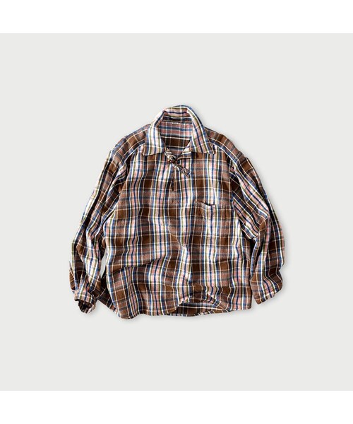 45R（フォーティファイブアール）の「ざっくりインドネルの908ダッファ－シャツ（その他・レディース・52-アカ×グレー/72-ブルー×ベージュ/81-ブラウン×サックス・02-S/04-L）」の3枚目の写真