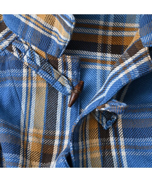 45R（フォーティファイブアール）の「ざっくりインドネルの908ダッファ－シャツ（その他・レディース・52-アカ×グレー/72-ブルー×ベージュ/81-ブラウン×サックス・02-S/04-L）」の20枚目の写真