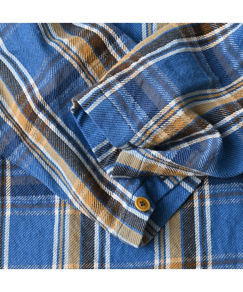 45R（フォーティファイブアール）の「ざっくりインドネルの908ダッファ－シャツ（その他・レディース・52-アカ×グレー/72-ブルー×ベージュ/81-ブラウン×サックス・02-S/04-L）」の21枚目の写真