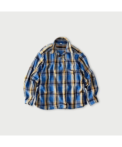 45R（フォーティファイブアール）の「ざっくりインドネルの908ダッファ－シャツ（その他・レディース・52-アカ×グレー/72-ブルー×ベージュ/81-ブラウン×サックス・02-S/04-L）」の2枚目の写真