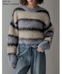 Re:EDIT（リエディ）の「シャギーニットマルチボーダートップス - トップス通販 | 人気レディースファッション - Re:EDIT（リエディ）（その他）」