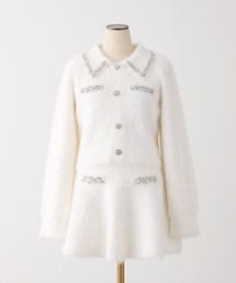 one after another NICE CLAUP（ワンアフターアナザーナイスクラップ）の「【Twinkle Collection】ビジュー付フェザーニットセットアップ（ワンピース・レディース）」
