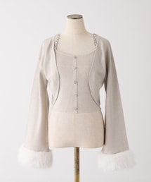 one after another NICE CLAUP（ワンアフターアナザーナイスクラップ）の「【Twinkle Collection】袖ファーボレロ+キラキラビスチェSET（ニット/セーター・レディース）」