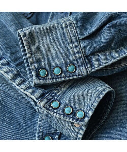 45R（フォーティファイブアール）の「45プチデニムのイースタンシャツ 遖加工（フルール・清）（その他・レディース・75-インディゴ 清・02-M/03-L）」の19枚目の写真