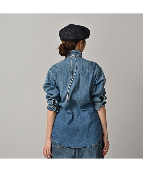45R（フォーティファイブアール）の「45プチデニムのイースタンシャツ 遖加工（フルール・清）（その他・レディース・75-インディゴ 清・02-M/03-L）」の6枚目の写真