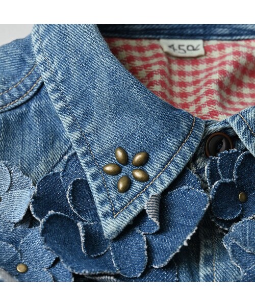 45R（フォーティファイブアール）の「45プチデニムのイースタンシャツ 遖加工（フルール・清）（その他・レディース・75-インディゴ 清・02-M/03-L）」の14枚目の写真