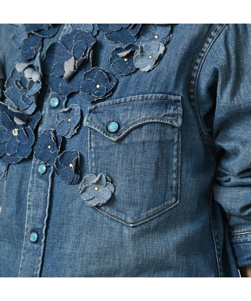 45R（フォーティファイブアール）の「45プチデニムのイースタンシャツ 遖加工（フルール・清）（その他・レディース・75-インディゴ 清・02-M/03-L）」の9枚目の写真