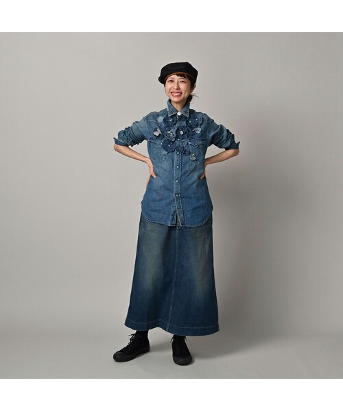 45R（フォーティファイブアール）の「45プチデニムのイースタンシャツ 遖加工（フルール・清）（その他・レディース・75-インディゴ 清・02-M/03-L）」の3枚目の写真