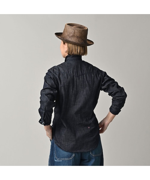 45R（フォーティファイブアール）の「45プチデニムのイースタンシャツ 遖加工（フルール・濃）（その他・レディース・79-インディゴ 濃・02-M/03-L/04-XL）」の6枚目の写真