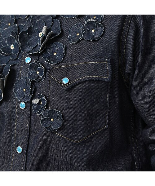 45R（フォーティファイブアール）の「45プチデニムのイースタンシャツ 遖加工（フルール・濃）（その他・レディース・79-インディゴ 濃・02-M/03-L/04-XL）」の9枚目の写真