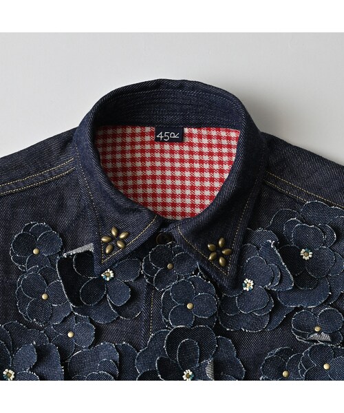 45R（フォーティファイブアール）の「45プチデニムのイースタンシャツ 遖加工（フルール・濃）（その他・レディース・79-インディゴ 濃・02-M/03-L/04-XL）」の12枚目の写真