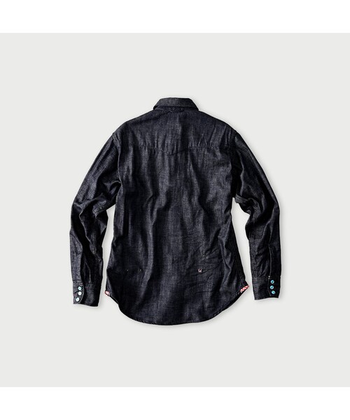 45R（フォーティファイブアール）の「45プチデニムのイースタンシャツ 遖加工（フルール・濃）（その他・レディース・79-インディゴ 濃・02-M/03-L/04-XL）」の2枚目の写真