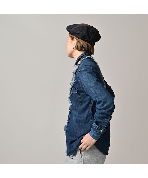 45R（フォーティファイブアール）の「45プチデニムのイースタンシャツ 遖加工（フルール・重）（その他・レディース・77-インディゴ 重/87-インディゴ 重 バンダナ柄・02-M/03-L/04-XL）」の6枚目の写真