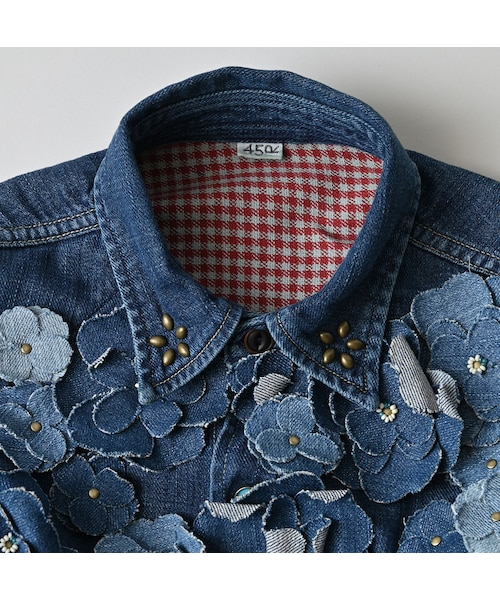 45R（フォーティファイブアール）の「45プチデニムのイースタンシャツ 遖加工（フルール・重）（その他・レディース・77-インディゴ 重/87-インディゴ 重 バンダナ柄・02-M/03-L/04-XL）」の12枚目の写真
