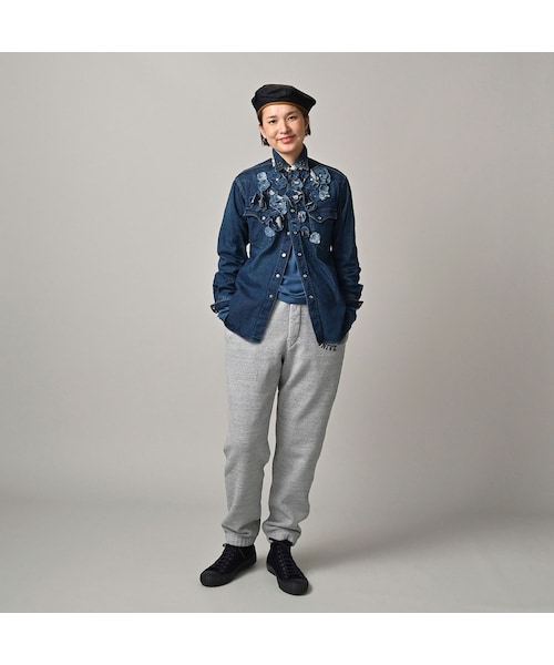 45R（フォーティファイブアール）の「45プチデニムのイースタンシャツ 遖加工（フルール・重）（その他・レディース・77-インディゴ 重/87-インディゴ 重 バンダナ柄・02-M/03-L/04-XL）」の4枚目の写真