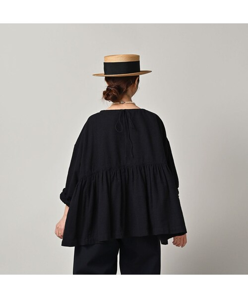 45R（フォーティファイブアール）の「ONEONE 宝物のいろいろギャザーブラウス（その他・レディース・10-オフホワイト/71-アカチェック/77-クロ(起毛)/78-クロ/82-カディデニム(インディゴ)・00-フリー）」の10枚目の写真