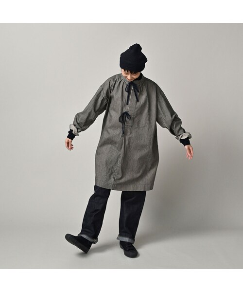 45R（フォーティファイブアール）の「ONEONE 宝物のミリタリースモックチュニック（インディゴ）（その他・レディース・71-ヒッコリー・00-フリー）」の3枚目の写真