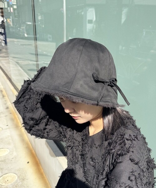 Lattice（Lattice）の「リボン付きスエードハット（ハット・レディース・アイボリー/ブラック・FREE）」の2枚目の写真