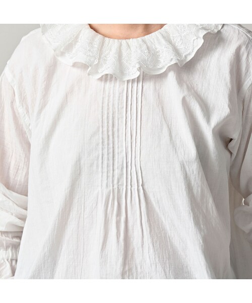 45R（フォーティファイブアール）の「インドカディのフリルカラーブラウス（その他・レディース・02-シロ・00-フリー）」の9枚目の写真