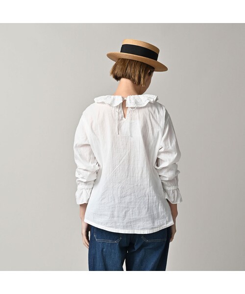 45R（フォーティファイブアール）の「インドカディのフリルカラーブラウス（その他・レディース・02-シロ・00-フリー）」の6枚目の写真