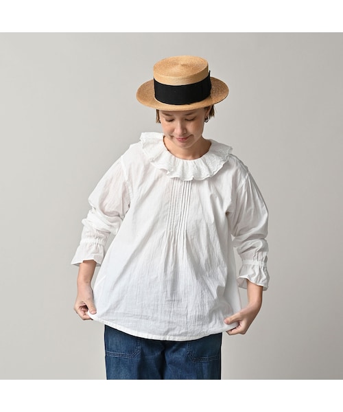 45R（フォーティファイブアール）の「インドカディのフリルカラーブラウス（その他・レディース・02-シロ・00-フリー）」の4枚目の写真