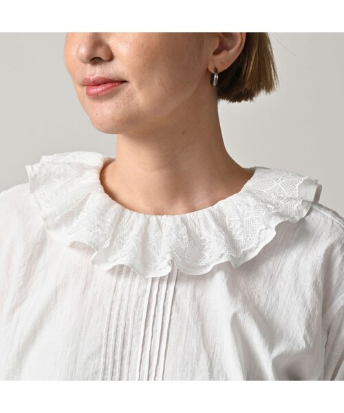 45R（フォーティファイブアール）の「インドカディのフリルカラーブラウス（その他・レディース・02-シロ・00-フリー）」の8枚目の写真