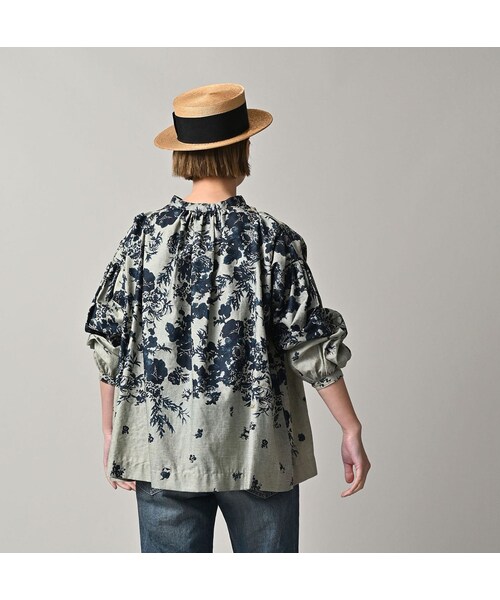 45R（フォーティファイブアール）の「インディゴ抜染ローズプリントのスモック（その他・レディース・71-インディゴベース抜染/73-インディゴ抜染・00-フリー）」の7枚目の写真