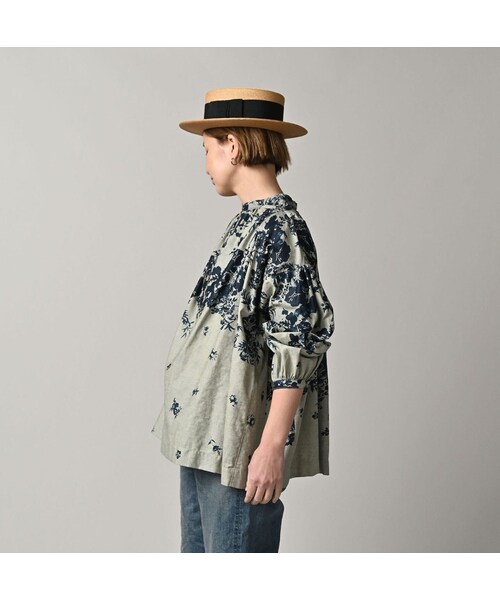 45R（フォーティファイブアール）の「インディゴ抜染ローズプリントのスモック（その他・レディース・71-インディゴベース抜染/73-インディゴ抜染・00-フリー）」の6枚目の写真