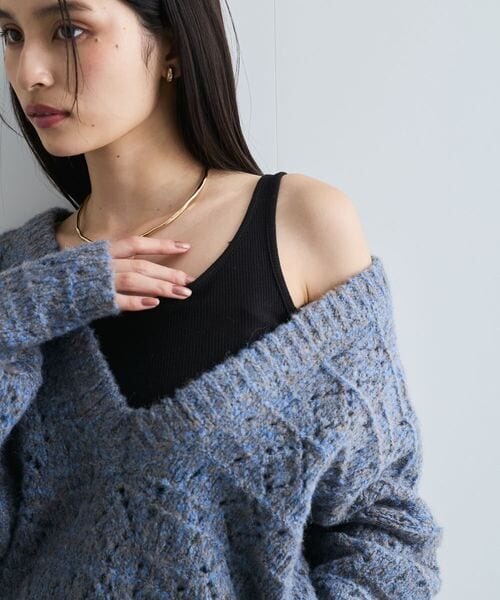 VIS(ビス)の「タイニーストラップラメタンクトップ(その他・グレー(21)/クリーム(63)・FREE)」の3枚目の写真