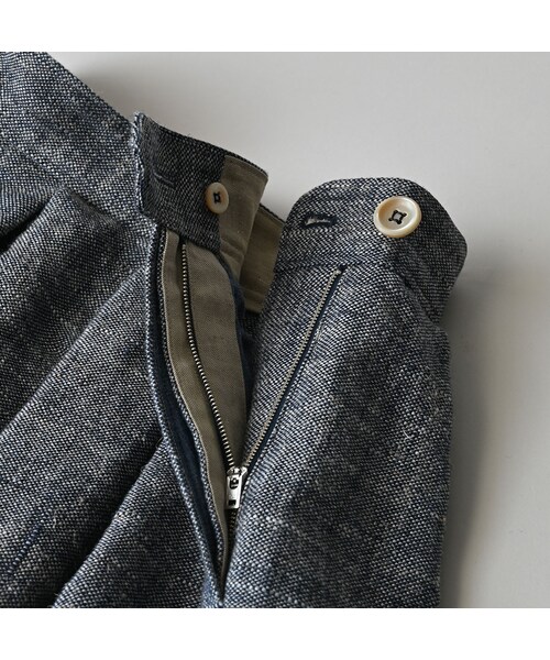 45R（フォーティファイブアール）の「綿麻ツイードのタックスカート（インディゴ）（スカート・レディース・73-インディゴ・02-M/03-L）」の12枚目の写真