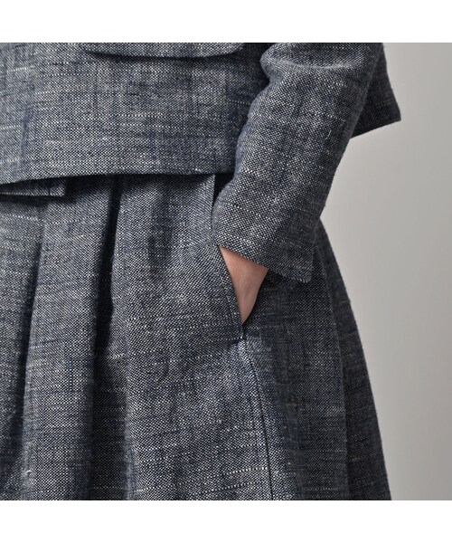 45R（フォーティファイブアール）の「綿麻ツイードのタックスカート（インディゴ）（スカート・レディース・73-インディゴ・02-M/03-L）」の8枚目の写真