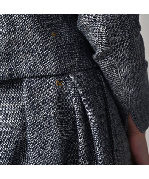 45R（フォーティファイブアール）の「綿麻ツイードのタックスカート（インディゴ）（スカート・レディース・73-インディゴ・02-M/03-L）」の10枚目の写真