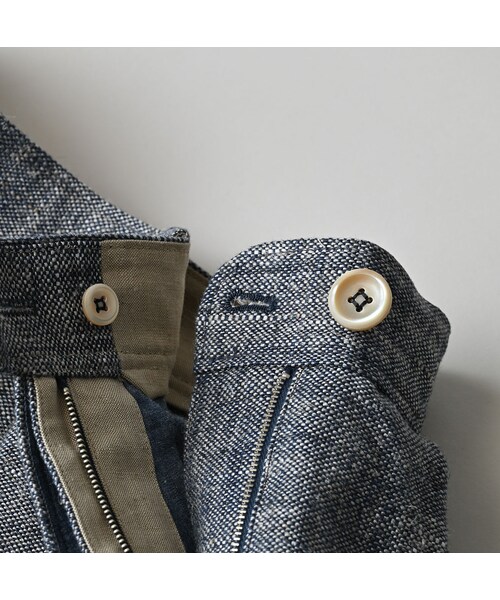 45R（フォーティファイブアール）の「綿麻ツイードのタックスカート（インディゴ）（スカート・レディース・73-インディゴ・02-M/03-L）」の13枚目の写真