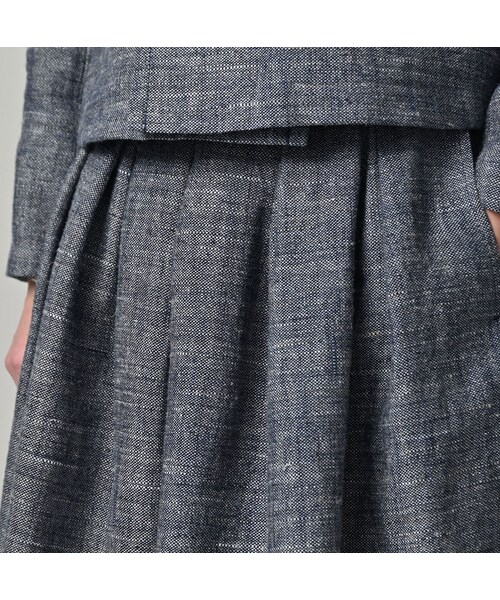 45R（フォーティファイブアール）の「綿麻ツイードのタックスカート（インディゴ）（スカート・レディース・73-インディゴ・02-M/03-L）」の7枚目の写真