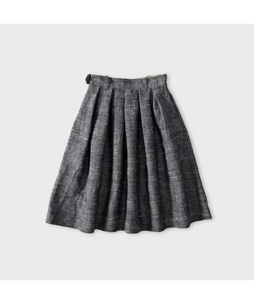 45R（フォーティファイブアール）の「綿麻ツイードのタックスカート（インディゴ）（スカート・レディース・73-インディゴ・02-M/03-L）」の2枚目の写真