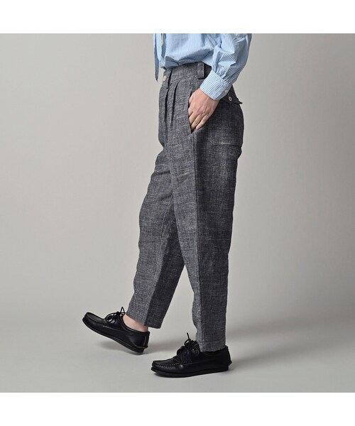 45R（フォーティファイブアール）の「綿麻ツイードの908ペグトップパンツ（インディゴ）（パンツ・レディース・73-インディゴ・01-XS/02-S/03-M/04-L）」の6枚目の写真